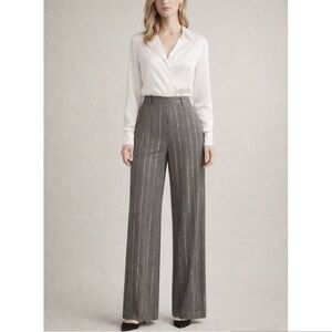 Elie Tahari Gray Pinstripe Wide Leg Pants